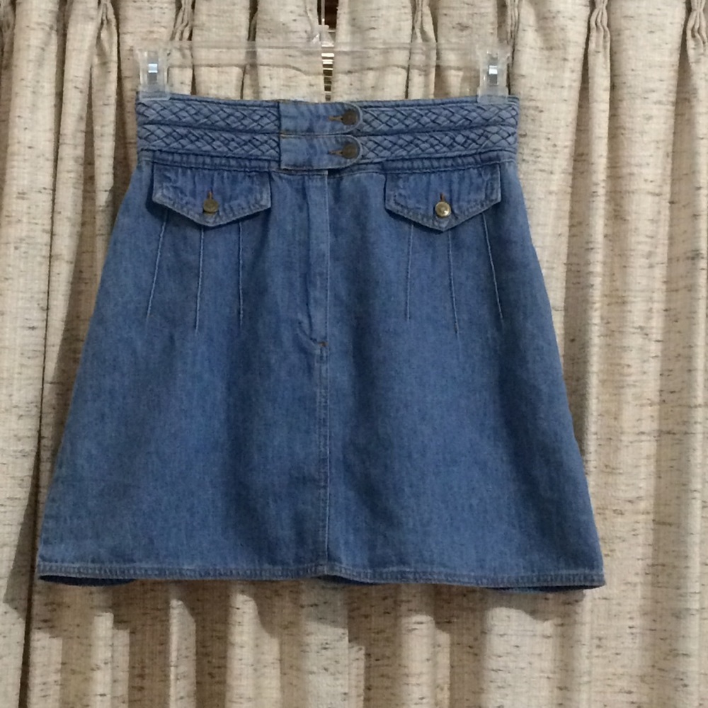 Free People Braided Baby High Rise Jean Skirt